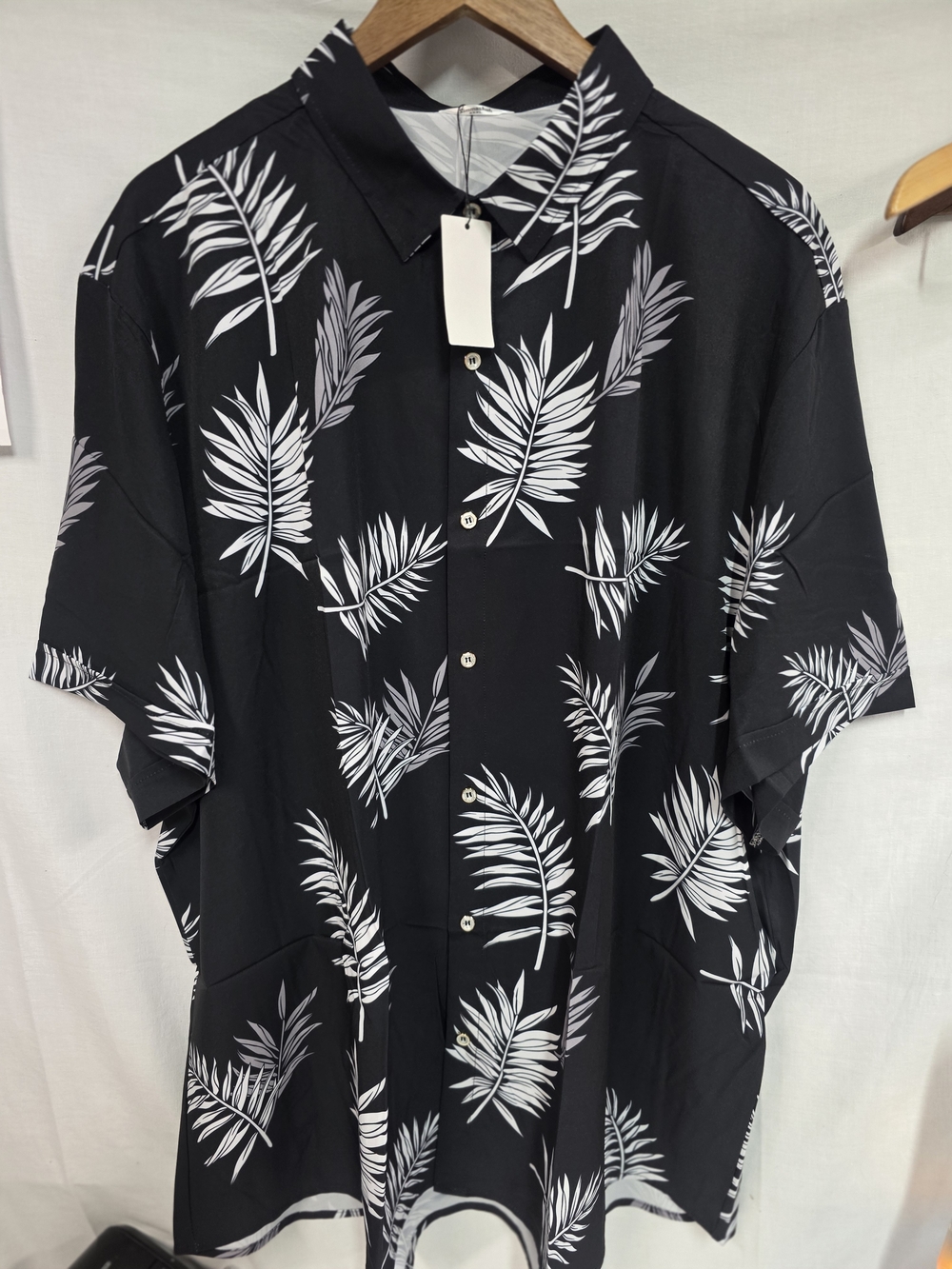Men's Black Palm-Print Short-Sleeve Shirt Jacket